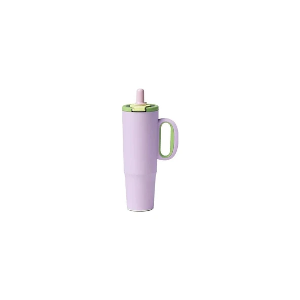 Vagonlife Çelik Pipetli/ Pipetsiz Çift Kullanım Kulplu Cup/termos VGN1114 1200ML - Mor ürün görseli 1
