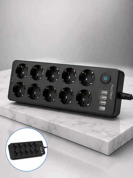 USB ve Type-C Şarj Özellikli 10'lu Çoklu Priz - Resim 5