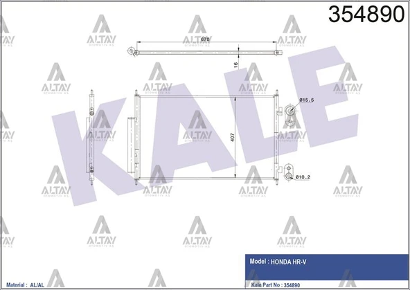 HONDA HRV KLİMA RADYATÖRÜ VTEC 2014-2016 80110-T7W-A01-KAL ürün görseli 1