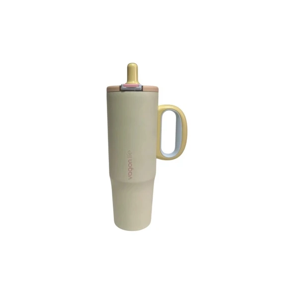 Vagonlife Çelik Pipetli/ Pipetsiz Çift Kullanım Kulplu Cup/termos VGN1114 1200ML - Sarı ürün görseli 1