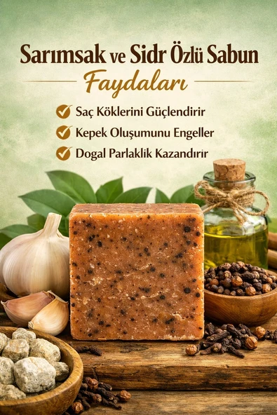 Herbliss Doğal Sarımsak & Sidr Özlü Sabun – Saç Dökülmesine Karşı Etkili Bakım ürün görseli 1