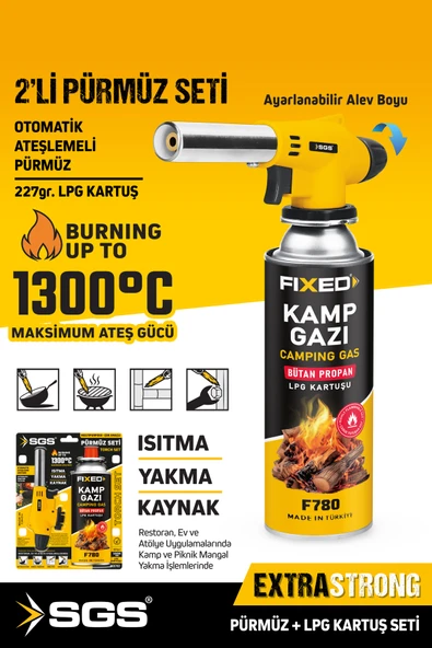 SGS782 Bütan Propan Kamp Ocak Pürmüz Seti 1300 Derece Isıtma Yakma Kaynak. ürün görseli 1