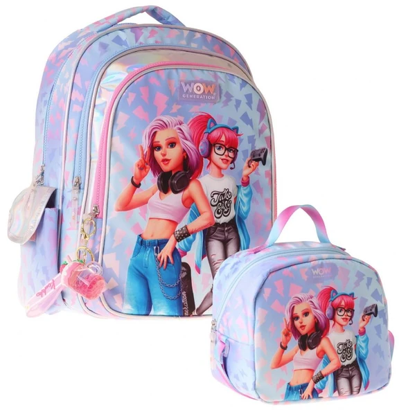 Wow Generation Cool İkili Okul Çanta Seti - Mavi - Pembe Cool Desenli Kız Çocuk SETWG-W6039B ürün görseli 1