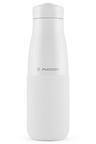Puccon Beyaz 500 ml Paslanmaz Çelik Termos - Silikon Kaplı (Dalga) Okul, Günlük, Kamp - 50018 ürün görseli 1