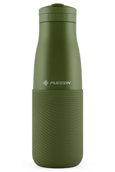 Puccon Haki 500 ml Paslanmaz Çelik Termos - Silikon Kaplı (Dalga) Okul, Günlük, Kamp - 50022 ürün görseli 1