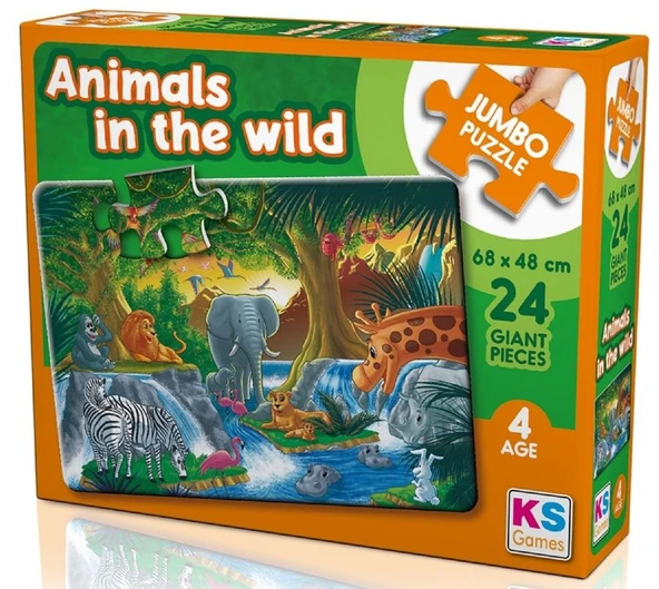 KS Games Vahşi Doğadaki Hayvanlar 24 Parça Jumbo Puzzle - 31008 - 4 Yaş Üzeri - Kız ve Erkek Çocuk ürün görseli 1