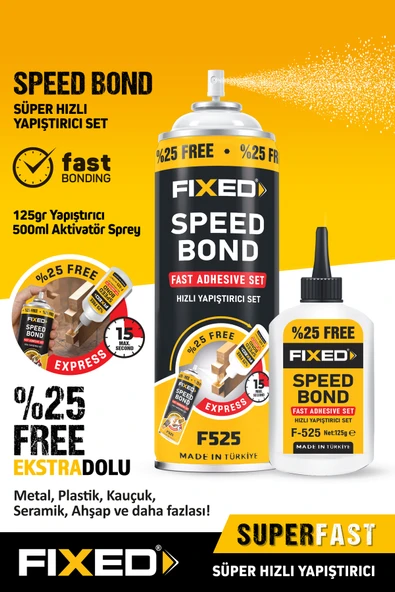 F-525 Universal Spreyli Süper Hızlı Yapıştırıcı Set 500 ml 125 gr ürün görseli 1