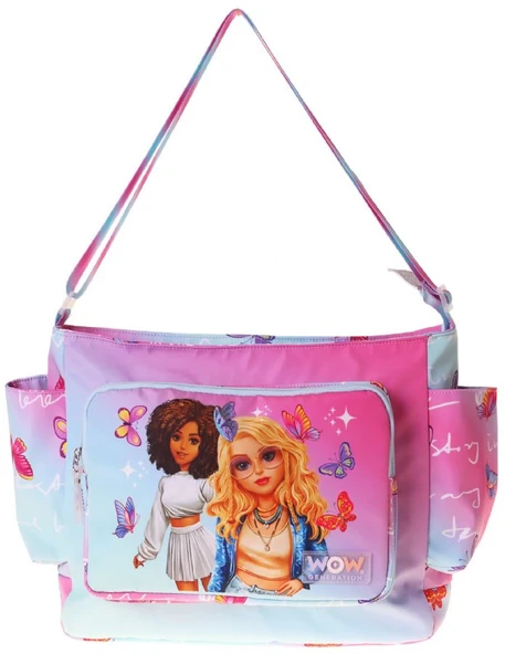 Wow Generation Kız Çocuk Butterfly Baskılı Turkuaz - Pembe Renkli Omuz Çantası - W6075 ürün görseli 1
