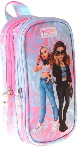 Wow Generation Kız Çocuk Wonderful Baskılı Pembe - Turkuaz İlkokul Kalem Çantası - Okul Kalemliği - W6071 ürün görseli 1