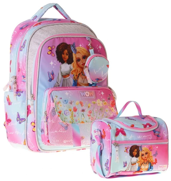 Wow Generation Butterfly İkili Okul Çanta Seti - Turkuaz - Pembe Butterfly Baskılı Kız Çocuk SETWG-W6074B ürün görseli 1