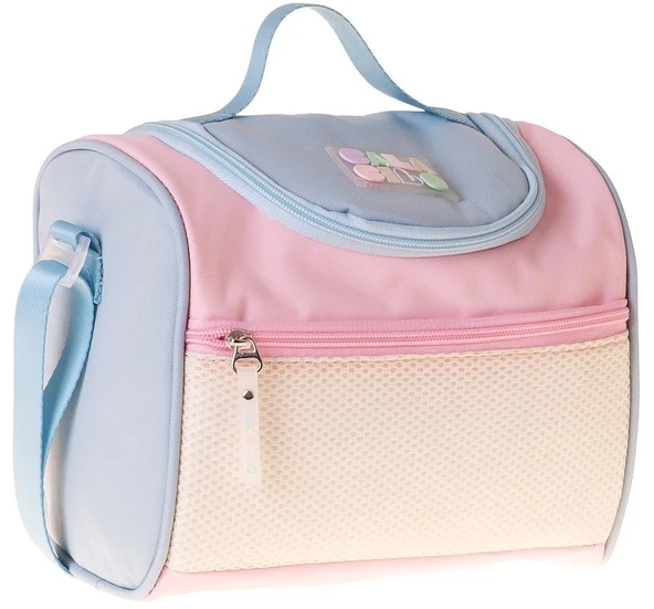 CalaCilo Kız Çocuk Cloudy Pembe Mavi Renkli Isı Yalıtımlı Okul Beslenme Çantası (Pembe - Mavi) - C4087 ürün görseli 1