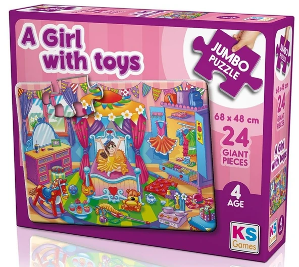KS Games 24 Parça Oyuncaklarla Oynayan Kız Çocuk 24 Parça Jumbo Puzzle - 31010 - 4 Yaş Üzeri ürün görseli 1