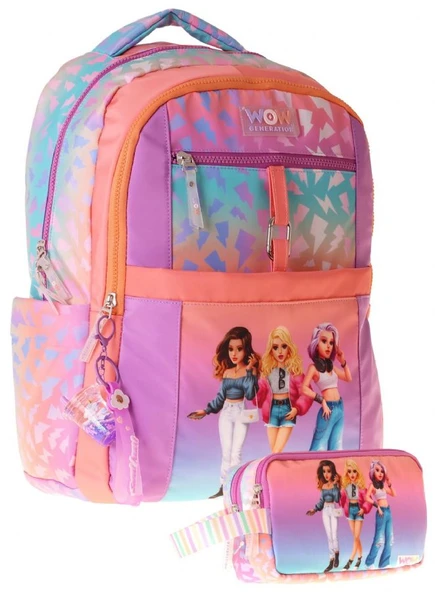 Wow Generation Shine Kız Çocuk (Turuncu - Mor) İlkokul Okul Çantası ve Kalemlik Seti - SETWG-W6090C ürün görseli 1