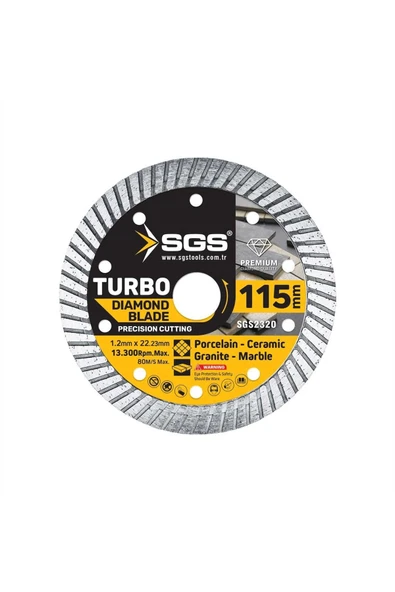 SGS GRANİT PORSELEN SERAMİK KESİCİ 115 MM PREMIUM KALİTE TURBO ürün görseli 1
