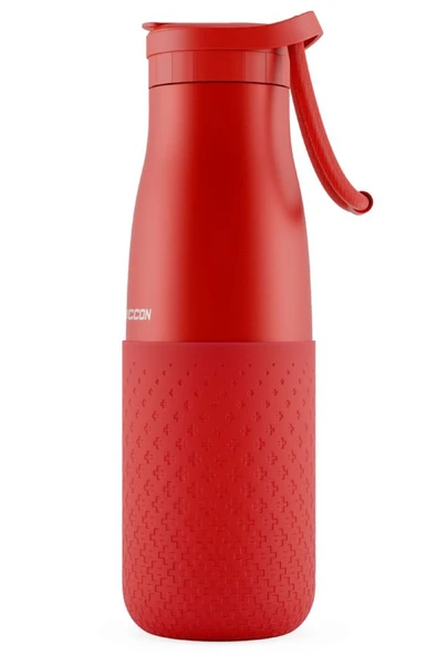 Puccon 500 ml Pipetli Kırmızı Çelik Matara/Termos - Silikon Gövdeli (Plus)- 50009 ürün görseli 1