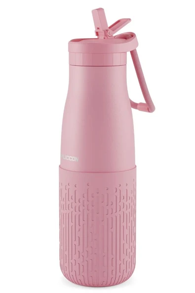 Puccon Pipetli 500 ml Pembe Paslanmaz Çelik Matara/Suluk - Silikon Gövde (Yağmur) - 50015 ürün görseli 1