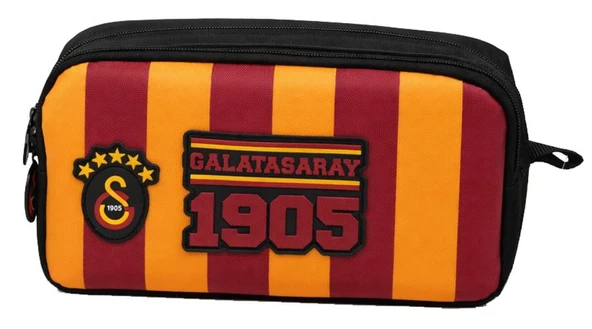 Galatasaray İki Gözlü Erkek Çocuk Galatasaray Baskılı Siyah - Sarı - Kırmızı Okul Kalem Çantası/Kalemlik - 26928 ürün görseli 1