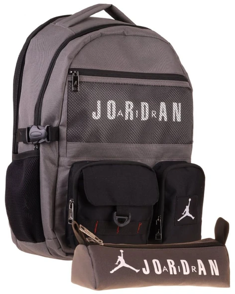 Jordan Air Brooklyn Grey Gri İkili Sırt Çantası ve Kalemlik Seti - Erkek Çocuk - SETJA-Q3182C ürün görseli 1
