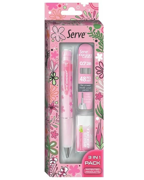 Serve Deep Doğa Temalı Mekanik Versatil 3 lü Set Pembe Çiçek ürün görseli 1