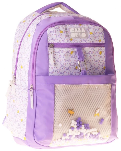 Calacilo Pretty Sevimli Karakterler Baskılı Lila Kız Çocuk İlkokul Okul Sırt Çantası - Dört Bölmeli - C4065 ürün görseli 1