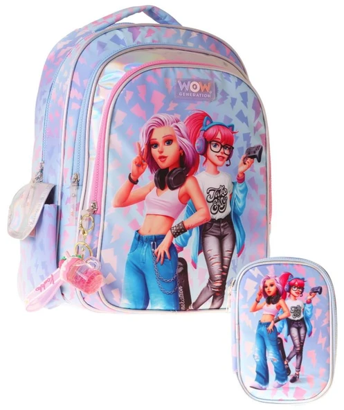 Wow Generation Cool Kız Çocuk (Mavi - Pembe) İlkokul Okul Çantası ve Kalemlik Seti - SETWG-W6039C ürün görseli 1