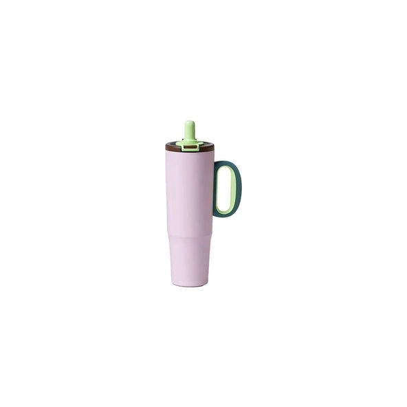 Vagonlife Çelik Pipetli/ Pipetsiz Çift Kullanım Kulplu Cup/termos VGN1114 1200ML - Pembe ürün görseli 1