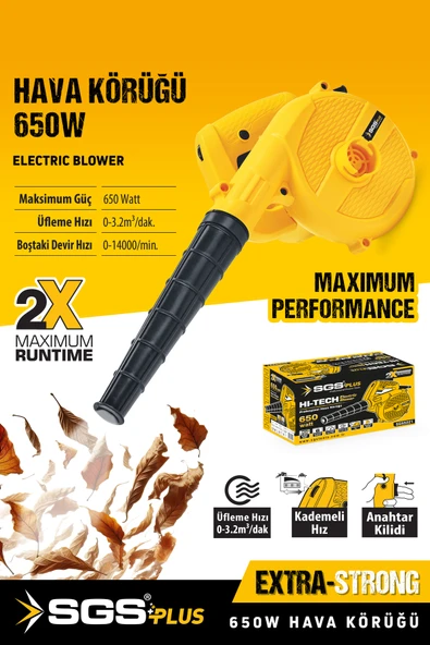 SGS5221 ELEKTRİKLİ HAVA ÜFLEME ÇEKME KÖRÜĞÜ KOMPRESÖR 650 WATT DEVİR AYARLI ürün görseli 1