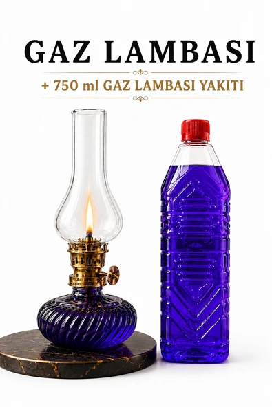 Cam Gaz Lambası 750 ml Gaz Lambası Yakıtı Hediyeli Nostaljik Aydınlatma ürün görseli 1