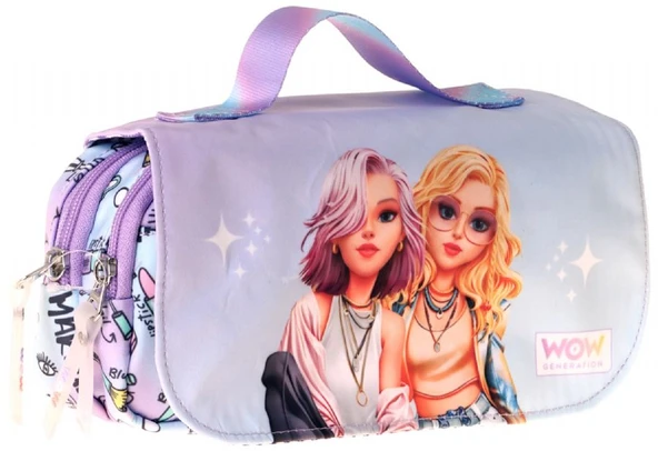 Wow Generation Taşıma Askılı Kız Çocuk Friends Baskılı Şık Kalem Çantası (Pembe) - W6056 ürün görseli 1