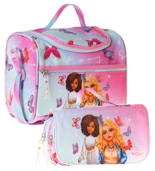 Wow Generation Kız Çocuk Butterfly (Turkuaz - Pembe) Thermo Beslenme Çantası ve Kalemlik Seti - SETWG-W6076 ürün görseli 1