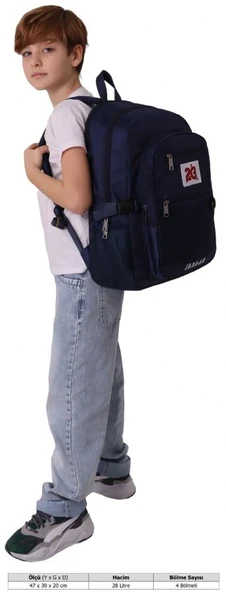 Jordan Air Dört Bölmeli Houston Navy Blue Lacivert Erkek Çocuk Okul Günlük ve Seyahat Sırt Çantası - Q3178 ürün görseli 1