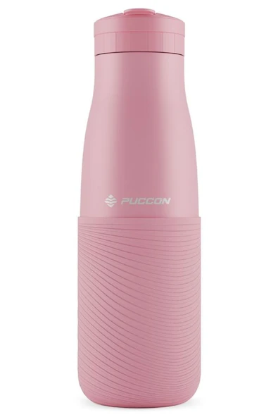 Puccon Pembe 500 ml Paslanmaz Çelik Termos - Silikon Kaplı (Dalga) Okul, Günlük, Kamp - 50020 ürün görseli 1