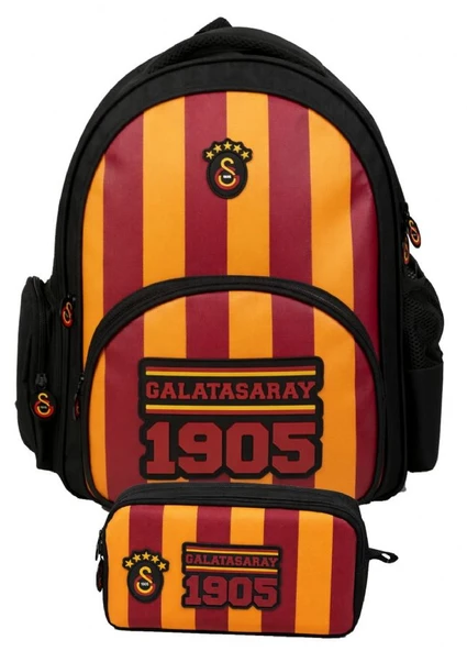 Galatasaray İkili Okul Çantası ve Kalemlik Seti Sarı - Kırmızı - Siyah (Galatasaray Baskılı) Erkek Çocuk - SETGS26925C ürün görseli 1