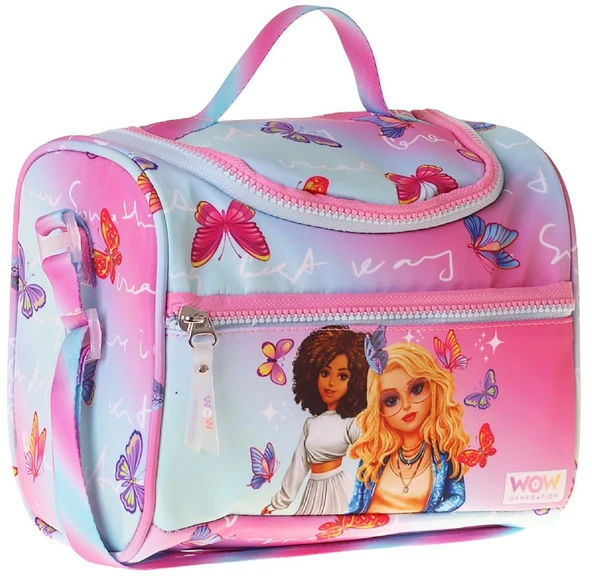 Wow Generation Kız Çocuk Butterfly Baskılı Isı Yalıtımlı Okul Beslenme Çantası (Turkuaz - Pembe) - W6076 ürün görseli 1