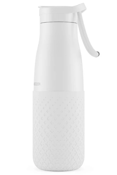 Puccon 500 ml Pipetli Beyaz Çelik Matara/Termos - Silikon Gövdeli (Plus) - 50008 ürün görseli 1