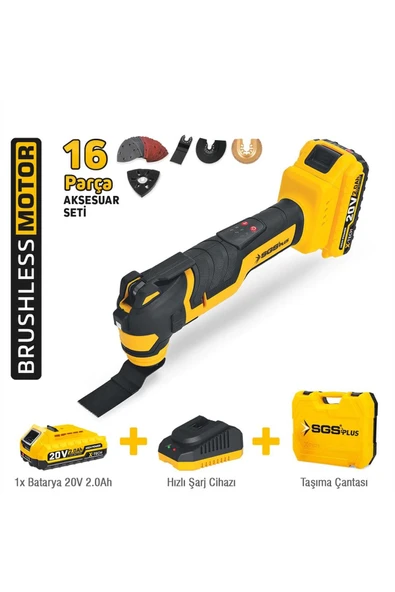 AKÜLÜ MULTI-TOOLS KESİCİ VE RASPALAMA MAKİNESİ 20V 1*2.0 Ah SGS5435 ürün görseli 1