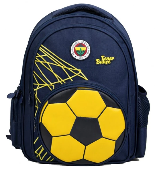 Fenerbahçe Üç Bölmeli Erkek Çocuk Futbol Topu Şekilli Sarı - Lacivert Okul Sırt Çantası - 26784 ürün görseli 1