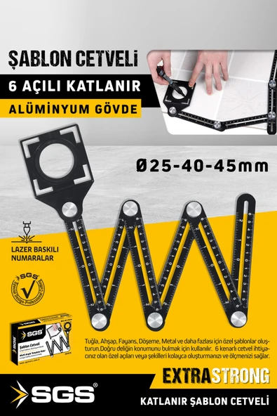 SGS970 Alüminyum Alaşım Delik Şablon Cetveli Fayans Granit Ölçme Cetveli ürün görseli 1