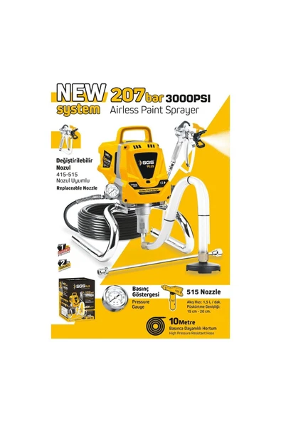 SGS  Plus SGS5280 - 207 Bar Profesyonel Elektrikli Boya Püskürtme Makinesi ürün görseli 1