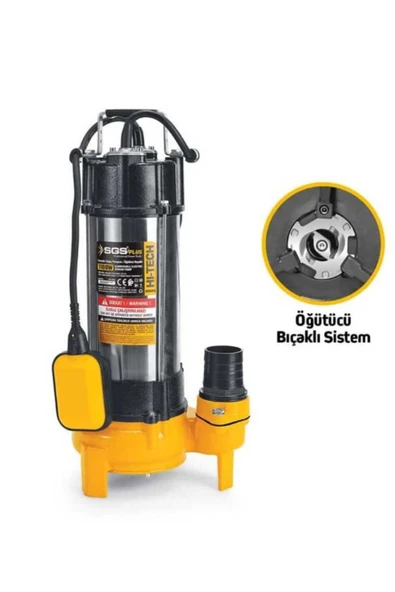 SGS5375 - 12 Metre 1.5 HP İnox Foseptik Dalgıç Pompa Parçalayıcı Öğütücü Bıçaklı 1100 Watt ürün görseli 1