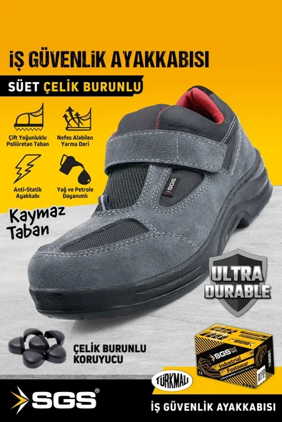 SGS İş Güvenlik Ayakkabısı Süet Extra S1 Çelik Burunlu Kaymaz Taban No:42 41 ürün görseli 1