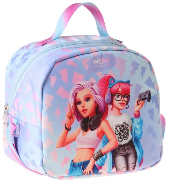 Wow Generation Cool Desenli Mavi - Pembe Renkli Kız Çocuk Isı Yalıtımlı Okul Beslenme Çantası - W6040 ürün görseli 1