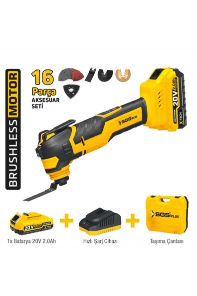SGS5435 AKÜLÜ MULTI-TOOLS KESİCİ VE RASPALAMA MAKİNESİ 20V 1*2.0 Ah ürün görseli 1