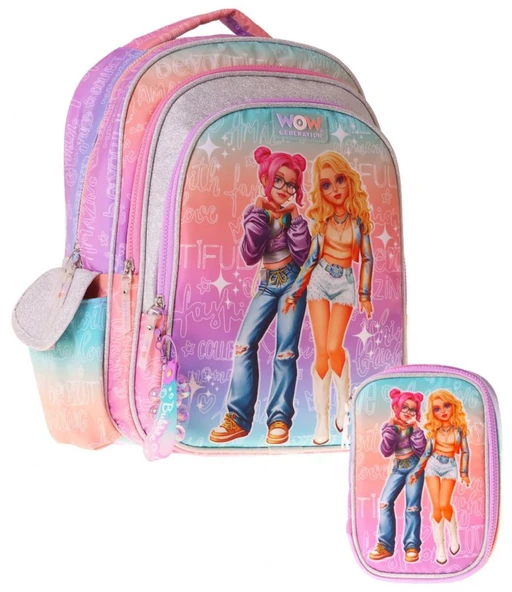 Wow Generation Star Kız Çocuk (Pembe - Mor) İlkokul Okul Çantası ve Kalemlik Seti - SETWG-W6033C ürün görseli 1