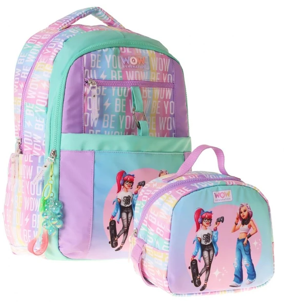 Wow Generation Be You İkili Okul Çanta Seti - Yeşil - Mor Be You Baskılı Kız Çocuk SETWG-W6085B ürün görseli 1