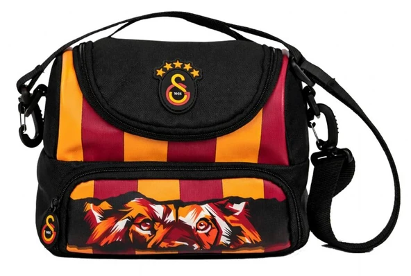 Galatasaray Lisanslı Erkek Çocuk GS Aslan Baskılı (Siyah - Kırmızı) Okul Beslenme Çantası - 26570 ürün görseli 1