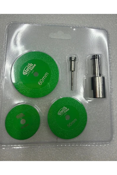 Stella yeşil mini Set hassas kesici set dekton porselen cam kesici 40-50-60mm kesici 3mm ve m14 adaptör ile set ürün görseli 1