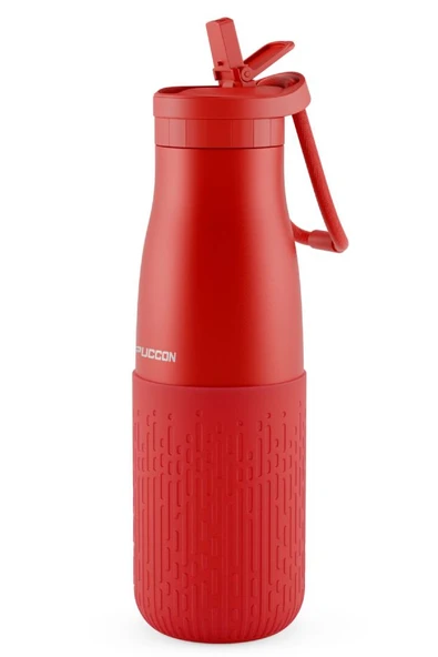 Puccon Pipetli 500 ml Kırmızı Paslanmaz Çelik Matara/Suluk - Silikon Gövde (Yağmur) - 50014 ürün görseli 1