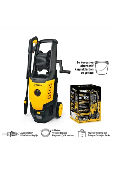 SGS5400 - 150 BAR Yüksek Basınçlı Oto Araba Motor Minibüs Bahçe Yıkama Temizleme Makinesi 1800 Watt ürün görseli 1