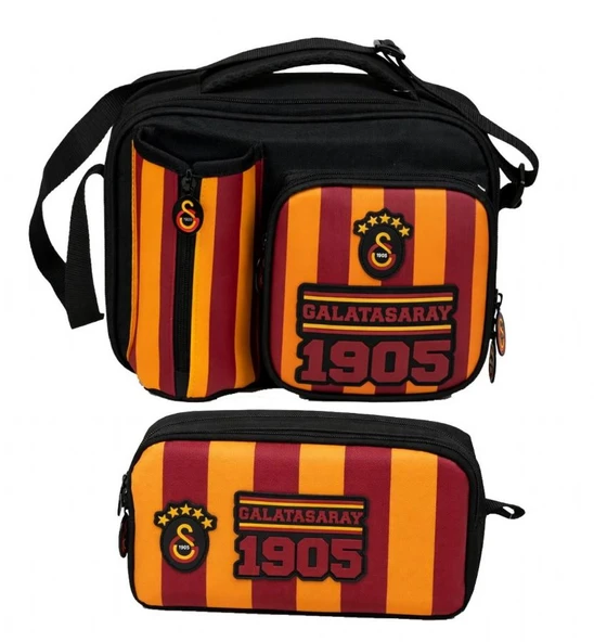 Galatasaray Galatasaray 1905 Kabartmalı Sarı - Kırmızı - Siyah Erkek Çocuk Okul Beslenme Çantası ve Kalemlik Seti - SETGS26927 ürün görseli 1